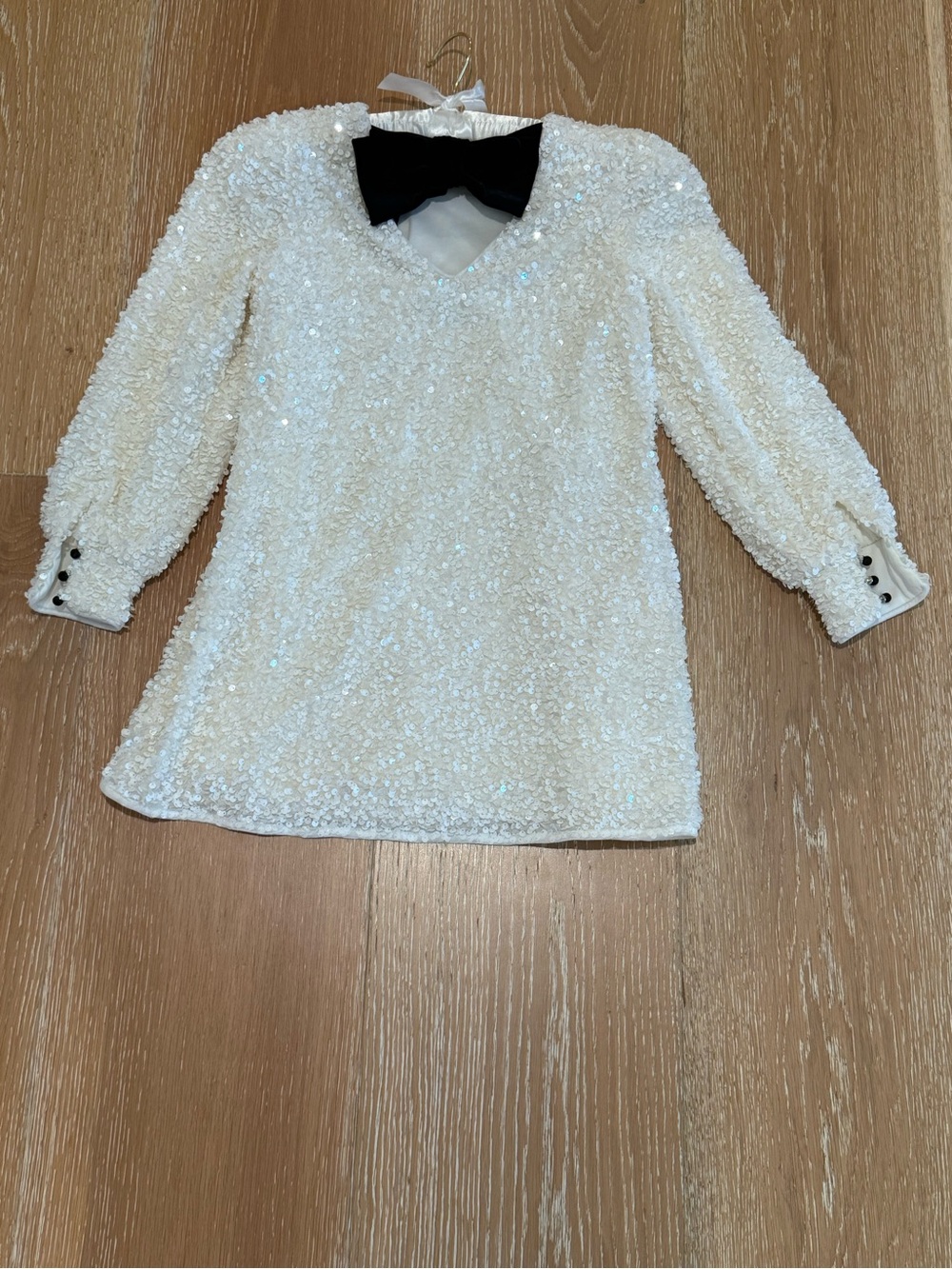 Abel & Lula Girls Sequin Dress with Black Bow Size 7.  New, never worn.